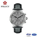 Day/Date Chronograph Multi Funcation Genuine Leather Quartz Watch